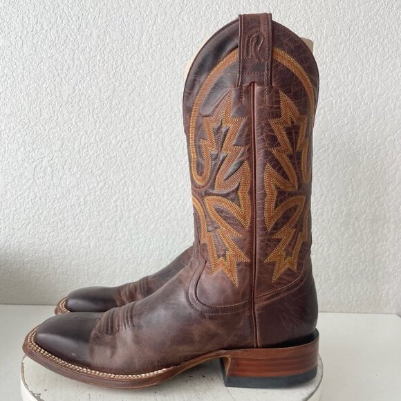Rod Patrick Mens Cowboy Boots 8.5B Perro Loco Brown Leather Western Square Toe - Picture 4 of 14